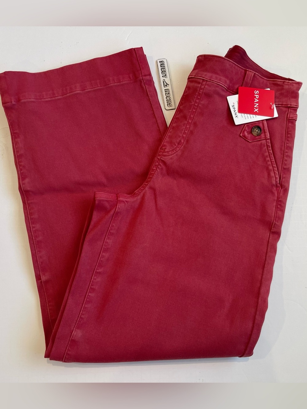 Spanx Stretch Twill Straight Cropped Wide Leg Pants Wild Rose